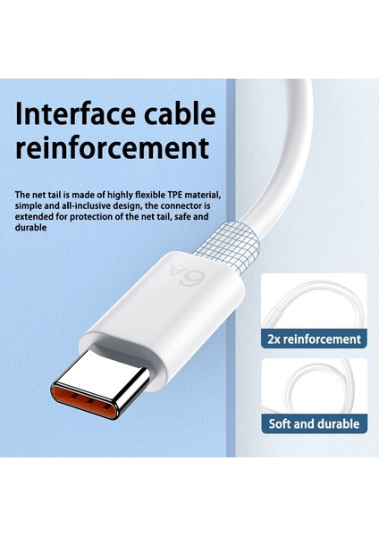 6A Hızlı Şarj USB C Kablosu Xiaomi Mi 12 Redmi Poco Huawei Cep Telefonu Aksesuarları C Tipi Kablolu Telefon Şarj Cihazı USB Kablosu (Yurt Dışından) modelleri