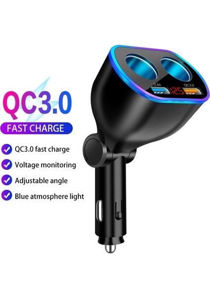 Fonken USB Araç Şarj Cihazı Rotasyon Telefon Şarj Adaptörü Qc 3.0 Hızlı Şarj Huawei Xiaomi Oppo Akıllı Telefon Için Şarj Cihazı Arabada (Yurt Dışından)