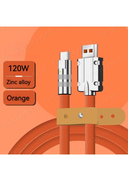120W Çinko Alaşım USB C Tipi Hızlı Şarj Kablosu LED Göstergesi 6A Yumuşak Kablo Iphone 14 13 12 Pro Max Samsung Xiaomi Carregador (Yurt Dışından)