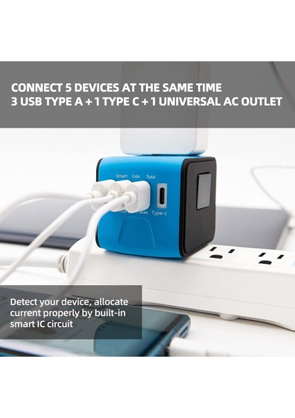 4usb Adaptörü Ülkenin Çoğu Için 4 Fiş 5V Çıkış Seyahat Şarj Cihazı Fiş Adaptörü (Yurt Dışından) modelleri