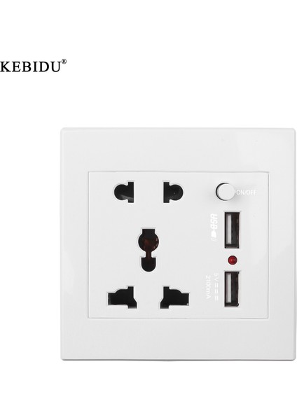 Kebidu Duvar Soketi Dc 5V 2.1A Çift USB Bağlantı Noktası Ac 100-250V 10A Açma-Kapama Anahtarlı Güç Fişi Çıkış Paneli (Yurt Dışından) fiyatları