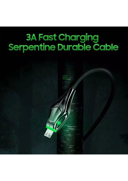 3A Hızlı Şarj Cihazı Siyah Mamba LED Göstergesi Mikro USB Kablosu Şarj Kablosu Samsung Huawei Için Kablo Xiaomi Telefon Aksesuarları (Yurt Dışından) fırsatları