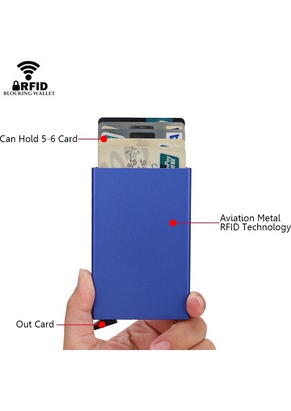 Rfid Akıllı Cüzdan Kart Sahibinin Metal Ince Ince Erkek Kadın Cüzdan Pop Up Minimalist Cüzdan Küçük Siyah Çanta Vallet Cüzdanlar Erkekler Için (Yurt Dışından)