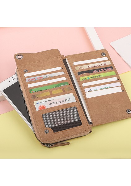 Yeni Bayanlar Uzun Telefon Çantası Erkek Retro Buzlu Debriyaj Çoklu Kart Pozisyon Fermuar Çanta Cüzdan (Yurt Dışından) fiyatları