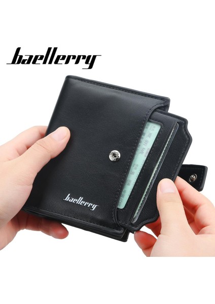 Baellerry Cüzdan Erkek Kısa Kore Versiyonu Dikey Çoklu Kart Fermuarlı Bozuk Para Cüzdanı Basit Ehliyet Cüzdanı (Yurt Dışından)