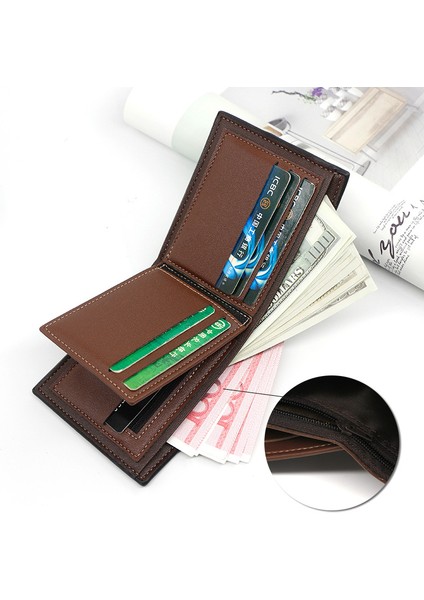 Menbense Yeni Erkek Cüzdanı Rahat Pu Dikiş Üç Katlı Çanta Çoklu Kart Erkek Kısa Cüzdan Cüzdanı (Yurt Dışından) modelleri