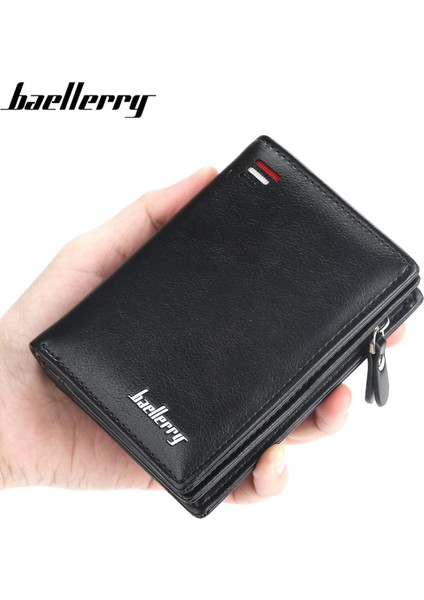 Baellerry Cüzdan Erkek Kısa Avrupa ve Amerika Dikey Çoklu Kart Snap Bozuk Para Cüzdanı Moda Gençlik Kart Çantası Erkekler (Yurt Dışından)