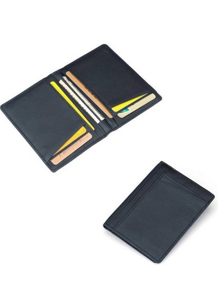 Erkek Pu Deri Ince Bifold Kredi Kartı Tutucu Mini Para Cüzdanı Kimlik Kılıfı Tutucu (Yurt Dışından)