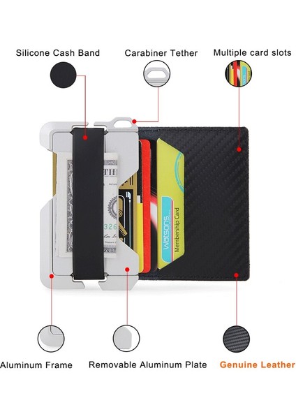 Dıenqı Karbon Fiber Kart Tutucu Erkek Cüzdan Hakiki Deri Rfid Mini Ince Üç Katlı Açılır Cüzdan Erkek Çanta Cüzdan Erkekler Için 2021 (Yurt Dışından)