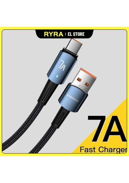Ryra 7A USB Tip C 100 W Hızlı Şarj Kablosu Huawei P40 P30 Realme Için USB C Şarj Veri Kablosu Samsung Oppo Oneplus 0.5/1/3 M (Yurt Dışından)