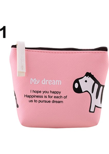 Kadın Sevimli Hayvan Kanvas Fermuar Cüzdan Para Cebi Anahtar Tutucu Kılıf Çanta Çanta (Yurt Dışından)