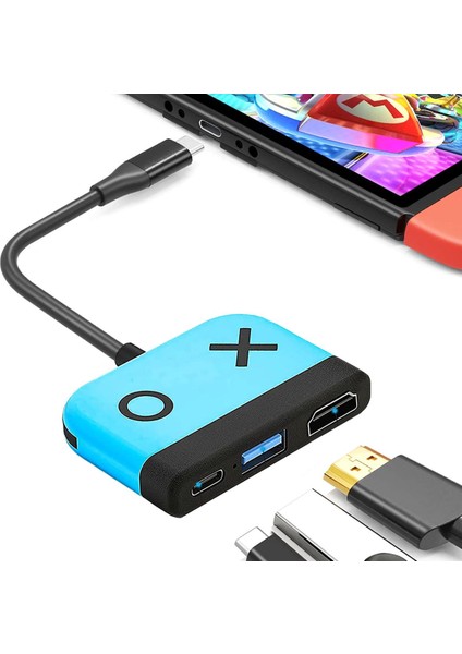 Taşınabilir Tv Dock Şarj Yerleştirme Istasyonu Şarj Cihazı 4 K HDMI Uyumlu Tv Adaptörü USB 3.0 100 W Pd Çok Bağlantı Noktalı Anahtarla Uyumlu (Yurt Dışından)