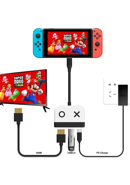 Taşınabilir Tv Dock Şarj Yerleştirme Istasyonu Şarj Cihazı 4 K HDMI Uyumlu Tv Adaptörü USB 3.0 100 W Pd Çok Bağlantı Noktalı Anahtarla Uyumlu (Yurt Dışından) fırsatları