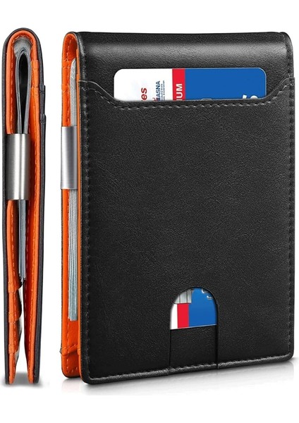 Erkekler Için Cüzdan 6 Kart Yuvalı Daha Büyük Kapasiteli Rfıd Engelleme Ince Minimalist Bifold Ön Cep Cüzdanı Erkekler Için Kimlik Pencereli (Yurt Dışından)