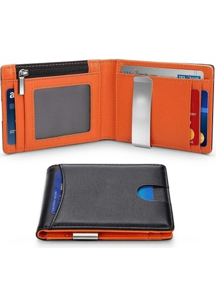 Erkekler Için Cüzdan 6 Kart Yuvalı Daha Büyük Kapasiteli Rfıd Engelleme Ince Minimalist Bifold Ön Cep Cüzdanı Erkekler Için Kimlik Pencereli (Yurt Dışından) modelleri