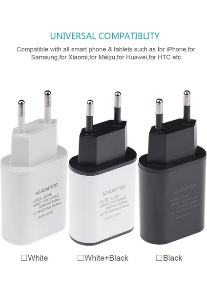 Evrensel Cep Telefonu Şarj Cihazı 5V1A/5V2A USB Seyahat Şarj Cihazı Taşınabilir Duvar Şarj Cihazı iphone Samsung Adaptörü Ab Tak Siyah/beyaz (Yurt Dışından) fırsatları