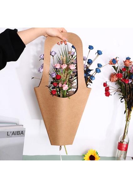 5 Adet Kolu Kraft Kağıt Çiçek Çanta Çiçek Sarma Hediye Çiçek Ambalaj Kutuları Podazz (Yurt Dışından) fırsatları