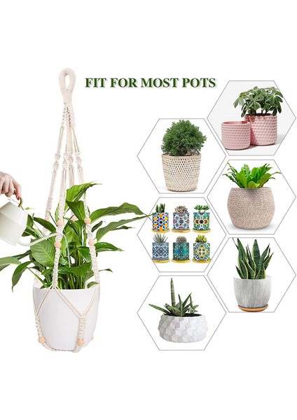 Makrome Bitki Askı Kapalı Asılı Bitki Tutucu Açık Çiçek Asılı Yetiştiricilerinin Tutucu Boho Dekoratif Halat 3 Paket (Yurt Dışından)