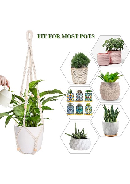 Makrome Bitki Askı Kapalı Asılı Bitki Tutucu Açık Çiçek Asılı Yetiştiricilerinin Tutucu Boho Dekoratif Halat 3 Paket (Yurt Dışından)