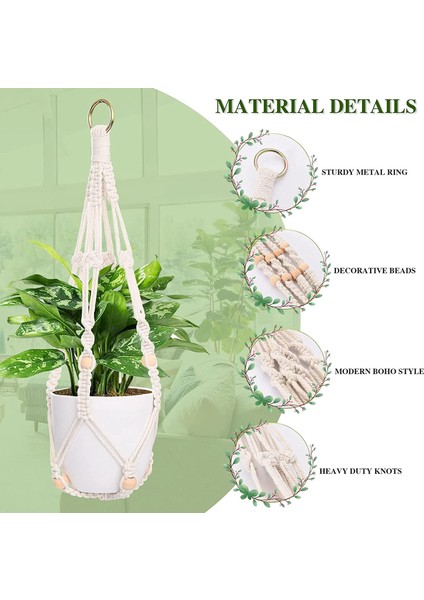 Makrome Bitki Askı Kapalı Asılı Bitki Tutucu Açık Çiçek Asılı Yetiştiricilerinin Tutucu Boho Dekoratif Halat 3 Paket (Yurt Dışından)