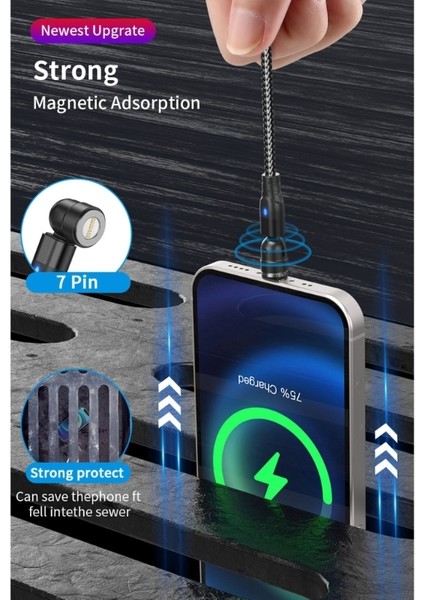 2022 Yeni Manyetik Şarj Kablosu 3 In 1 Tip C Pd 60W 3A Hızlı Şarj Veri Aktarımı Manyetik Telefon Şarj Kablosu Tablet Için (Yurt Dışından) fiyatları