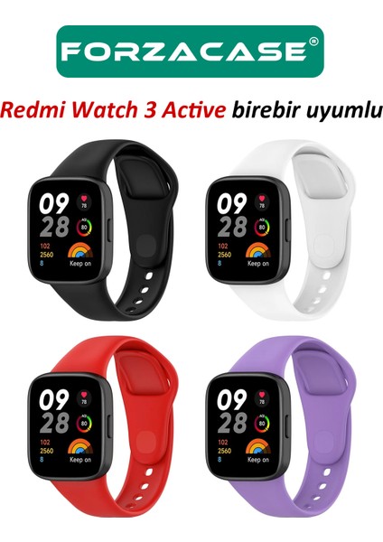 Xiaomi Redmi Watch 3 Active ile Uyumlu Silikon Kordon Kayış + Ekran Koruyucu Film - FC171 modelleri