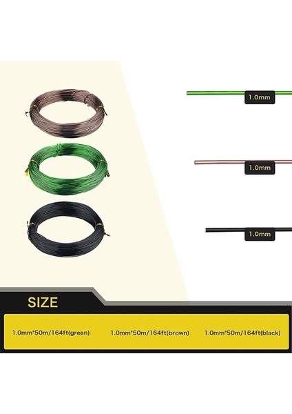 3 Rulo Bonsai Telleri, Eloksallı Alüminyum Bonsai Eğitim Teli 1.0mm Toplam 492 Ayak Bitki Için Kapalı Ağaç Eğitim Teli (Yurt Dışından) modelleri
