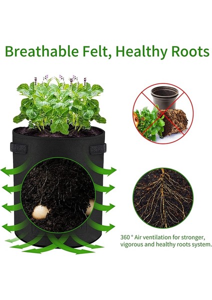 x Patates Bitki Çantası, 10 Galon, Patates Için Büyük Keçe Bitki Torbası, Patates Torbası, Kulplu ve Pencereli Bitki Çantası (Yurt Dışından) fiyatları