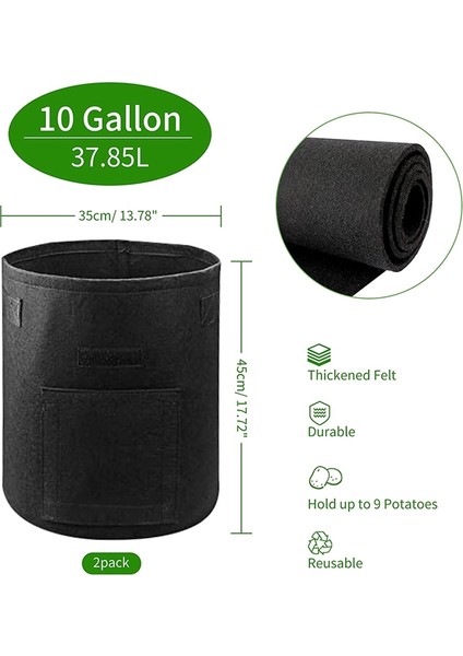 x Patates Bitki Çantası, 10 Galon, Patates Için Büyük Keçe Bitki Torbası, Patates Torbası, Kulplu ve Pencereli Bitki Çantası (Yurt Dışından) modelleri