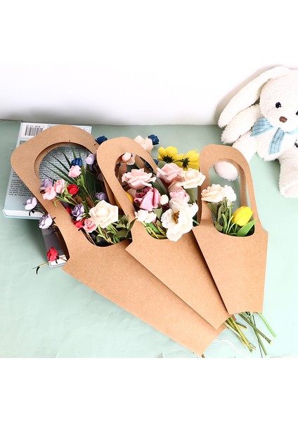 5 Adet Kolu Kraft Kağıt Çiçek Çanta Çiçek Sarma Hediye Çiçek Ambalaj Kutuları Podazz (Yurt Dışından) indirimleri