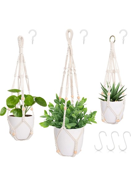 Makrome Bitki Askı Kapalı Asmak Bitki Tutucu Açık Çiçek Asmak Yetiştiricilerinin Tutucu Boho Dekoratif Halat 3 Paket (Yurt Dışından) fiyatları