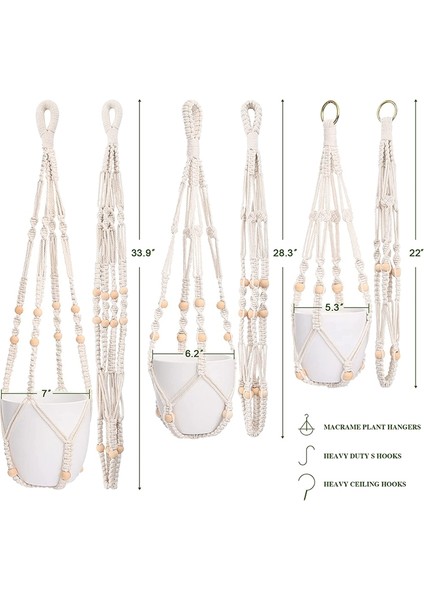 Makrome Bitki Askı Kapalı Asmak Bitki Tutucu Açık Çiçek Asmak Yetiştiricilerinin Tutucu Boho Dekoratif Halat 3 Paket (Yurt Dışından) modelleri