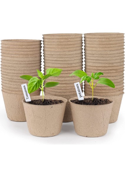 Turba Saksıları, 60 Adet 3 Inç Tohum Başlangıç Saksıları Yuvarlak Fidanlık Saksısı, Bonus 20 Bitki Etiketli Biyolojik Olarak Parçalanabilir Bitki Saksıları (Yurt Dışından) fırsatları