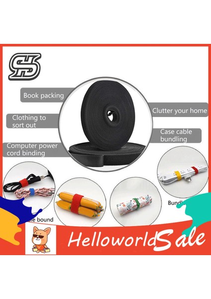 Helloworld Bağlantı Elemanı Bandı Yeniden Kullanılabilir Kablo Yönetimi Tel Bandı (Yurt Dışından)