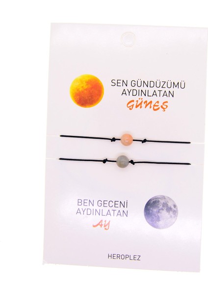 Altın Renk Güneş Ay Arkadaş Şans Bilekliği - 2696