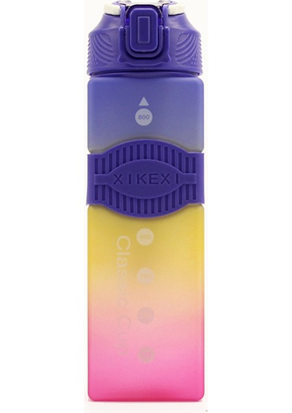 Spor Şişesi Gradyan Yaylı Kapak Kare Bardak 0.8l (Yurt Dışından)