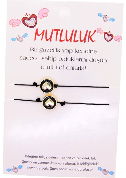 Altın Renk Kalp Mutluluk Arkadaş Şans Bilekliği - 2694