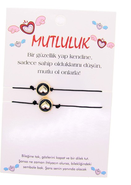 Altın Renk Kalp Mutluluk Arkadaş Şans Bilekliği - 2694 fiyatları