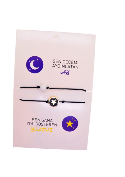 Altın Renk Ay Yıldız Arkadaş Şans Bilekliği - 2687