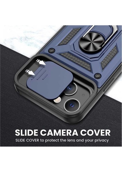 Apple iPhone 13 Pro Max Uyumlu Kızaklı Kamera Korumalı Tank Kılıf