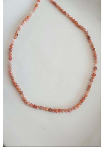 3 mm Faset Kesim Güneş Taşı Doğaltaş Kolye