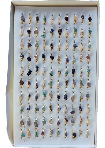 Altın Renk Doğal Taş Zirkon Yüzük Ayarlanabilir Her Parmağa Olur Karışık - 2796 indirimleri