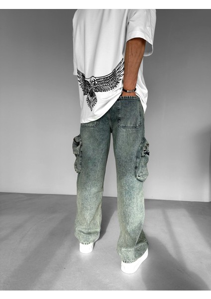 Baggy Fit Kargo Jean Lacivert