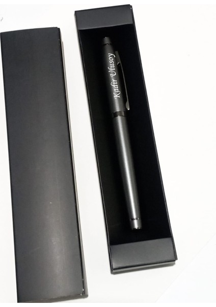 Kişiye Özel Premium Roller Kalem Füme Krom