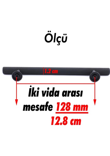 Doruk Kulp Mobilya Mutfak Dolabı Çekmece Dolap Kulpları Kapak Kulpu Kulbu Siyah 128 mm Metal