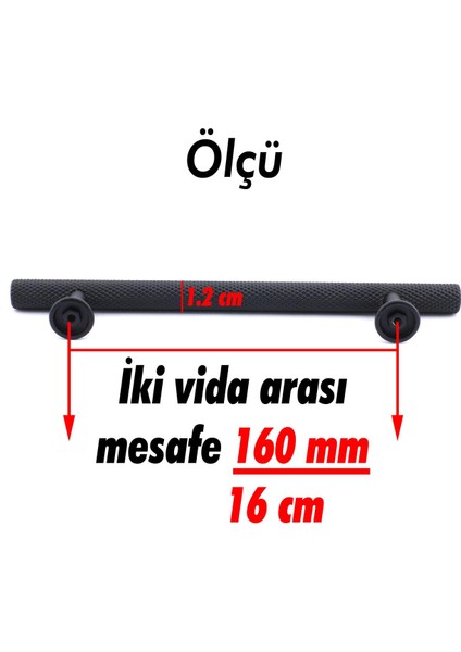 Doruk Kulp Mobilya Mutfak Dolabı Çekmece Dolap Kulpları Kapak Kulpu Kulbu Siyah 160 mm Metal