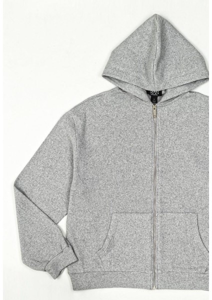 Oversize Fermuarlı Cepli Gri Sweatshirt fiyatları