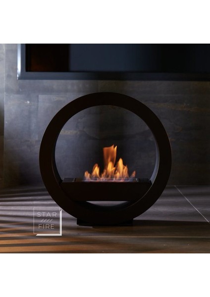 Round Design Siyah Taşınabilir Bioethanol Şömine