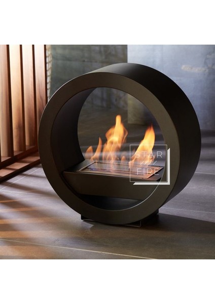 Round Design Siyah Taşınabilir Bioethanol Şömine