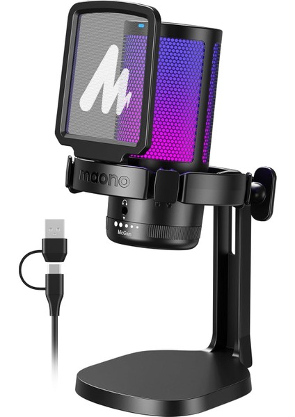Dgm20 Usb Mikrofon, Rgb, Kondenser Oyun Mikrofonu, Gürültü Önleyici, Podcast, Kayıt, Pc Için